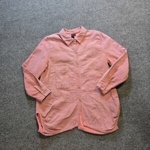 Focus Top Womens Size Medium Pink Button Gauze Texture Pockets Lagenlook Boho